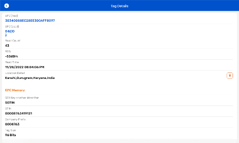 Location Details of inventory in TagMatiks Wedge