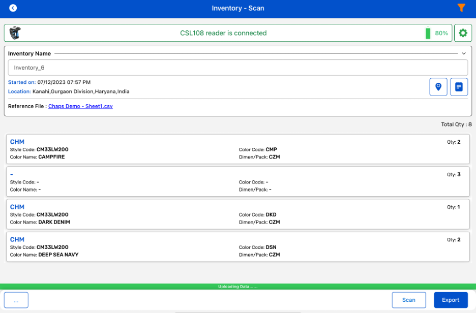 Auto Upload RFID Data on the Inventory Scan Page